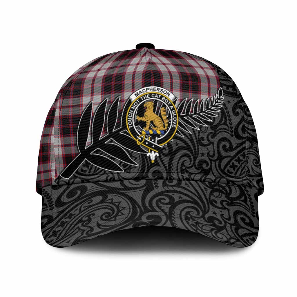 MacPherson (McPherson) Crest Tartan Classic Cap with New Zealand Silver Fern Half Style