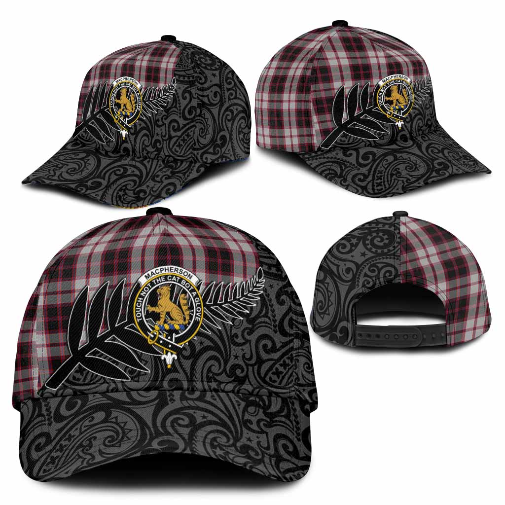 MacPherson (McPherson) Crest Tartan Classic Cap with New Zealand Silver Fern Half Style