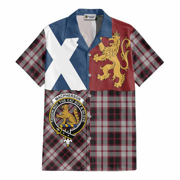MacPherson (McPherson) Crest Tartan Cotton Hawaiian Shirt with Lion Rampant Saltire Style