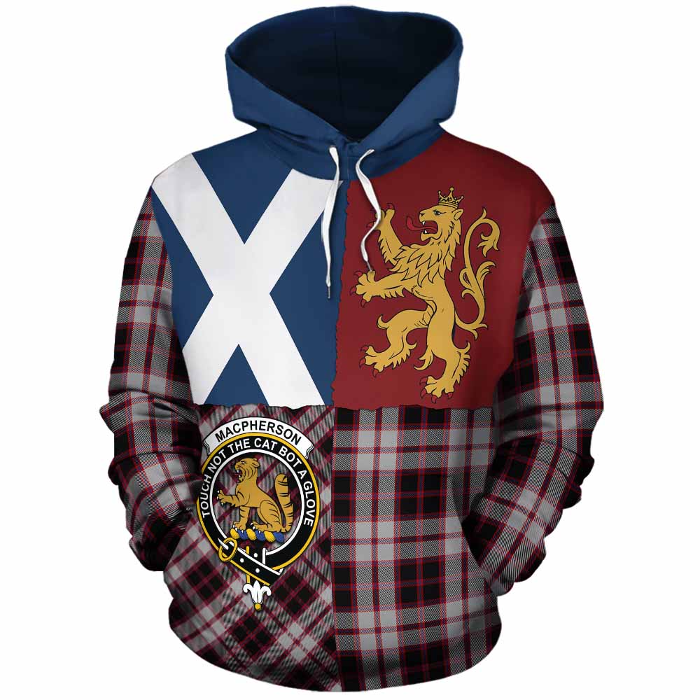 MacPherson (McPherson) Crest Tartan Cotton Hoodie with Lion Rampant Saltire Style - Tartan Vibes Clothing