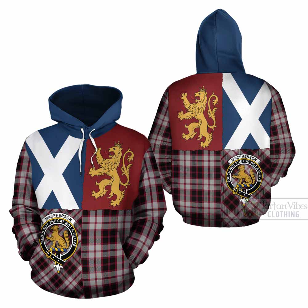 MacPherson (McPherson) Crest Tartan Cotton Hoodie with Lion Rampant Saltire Style - Tartan Vibes Clothing