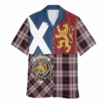 MacPherson (McPherson) Crest Tartan Hawaiian Shirt with Lion Rampant Saltire Style
