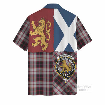 MacPherson (McPherson) Crest Tartan Hawaiian Shirt with Lion Rampant Saltire Style