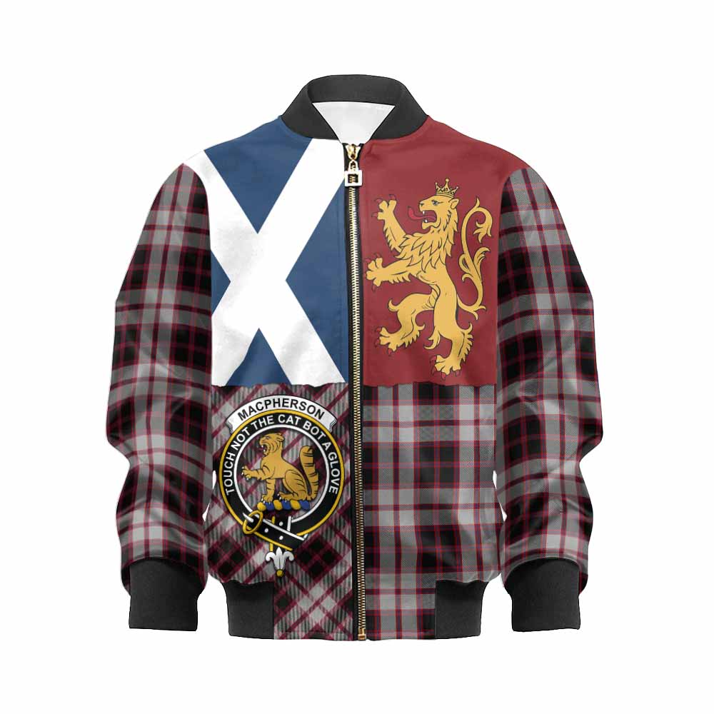 MacPherson (McPherson) Crest Tartan Kid Bomber Jacket with Lion Rampant Saltire Style - Tartan Vibes Clothing