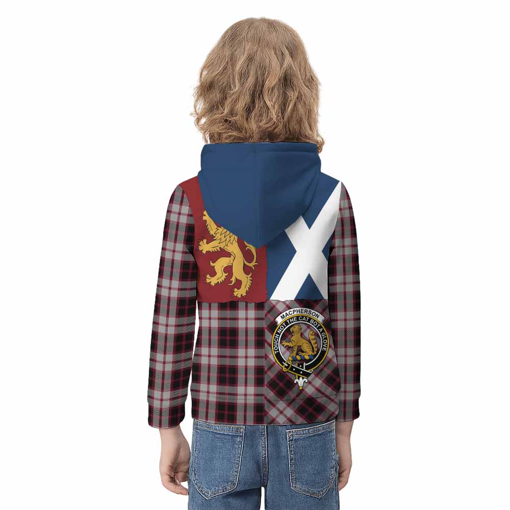 MacPherson (McPherson) Crest Tartan Kid Hoodie with Lion Rampant Saltire Style - Tartan Vibes Clothing