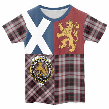 MacPherson (McPherson) Crest Tartan Kid T-shirt with Lion Rampant Saltire Style
