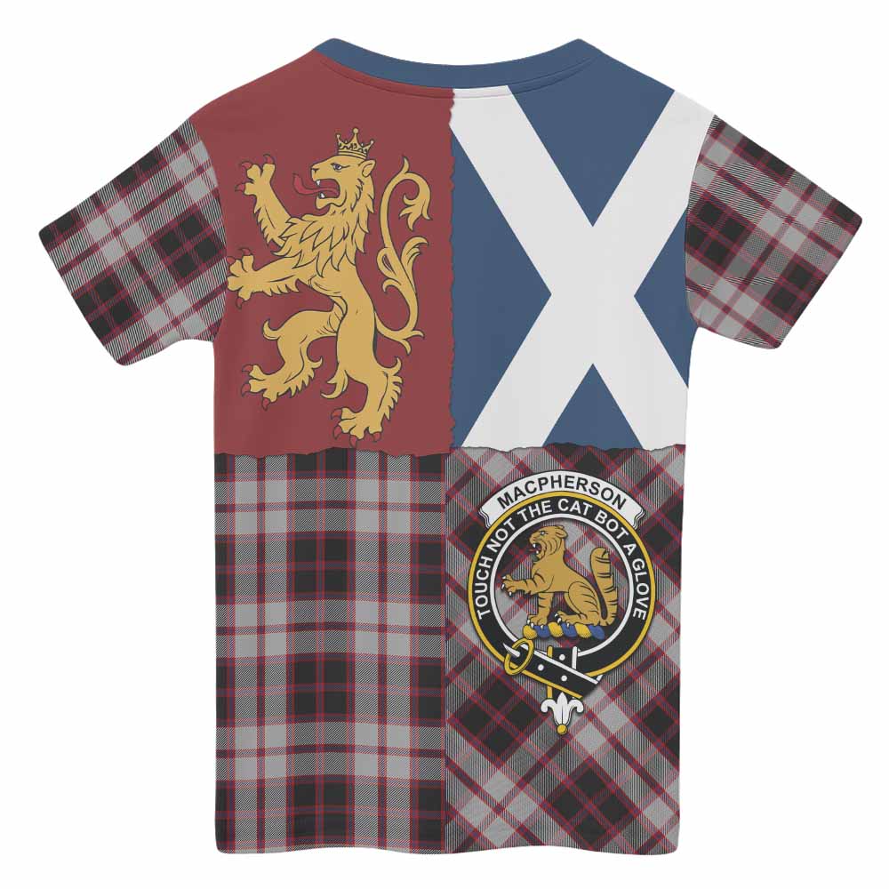 MacPherson (McPherson) Crest Tartan Kid T-shirt with Lion Rampant Saltire Style - Tartan Vibes Clothing