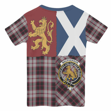 MacPherson (McPherson) Crest Tartan Kid T-shirt with Lion Rampant Saltire Style