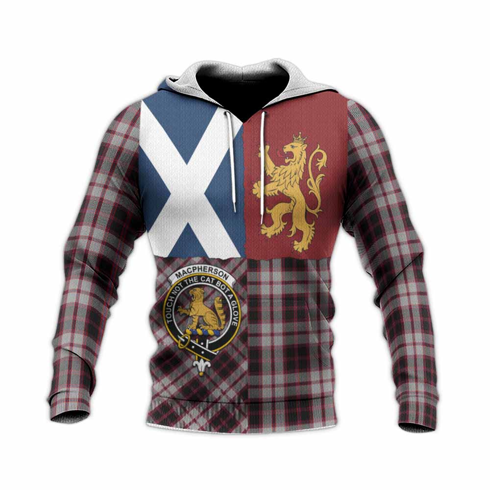 MacPherson (McPherson) Crest Tartan Knitted Hoodie with Lion Rampant Saltire Style