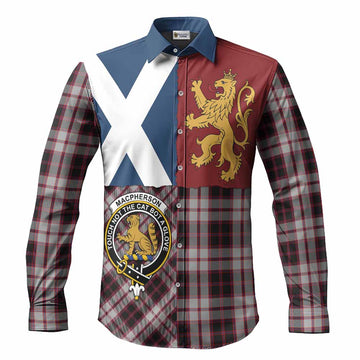 MacPherson (McPherson) Crest Tartan Long Sleeve Button Shirts with Lion Rampant Saltire Style