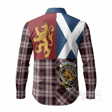 MacPherson (McPherson) Crest Tartan Long Sleeve Button Shirts with Lion Rampant Saltire Style