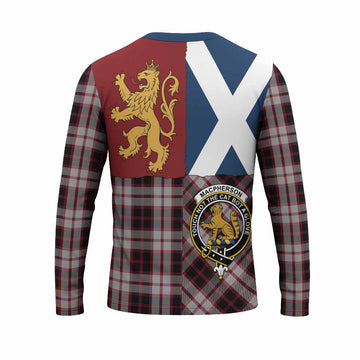 MacPherson (McPherson) Crest Tartan Long Sleeve T-Shirt with Lion Rampant Saltire Style