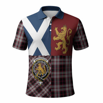 MacPherson (McPherson) Crest Tartan Polo Shirt with Lion Rampant Saltire Style