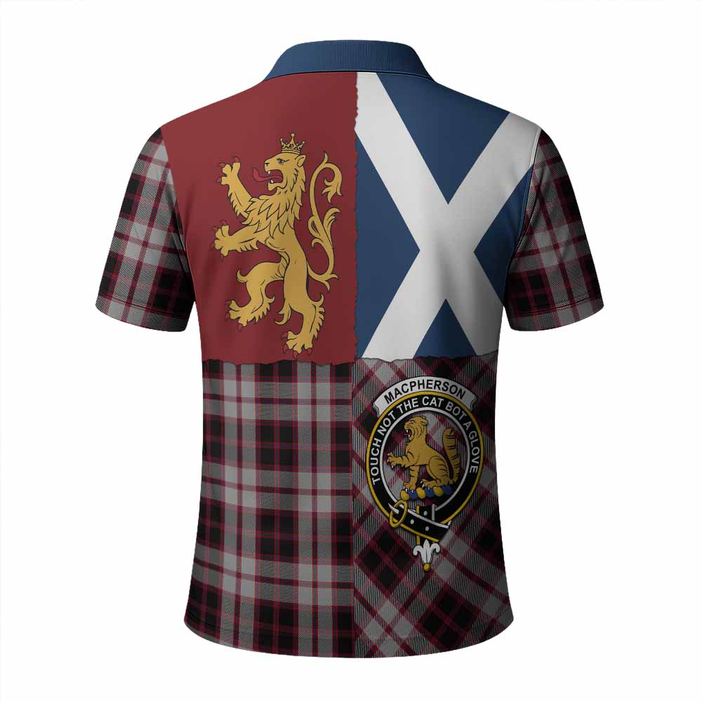 MacPherson (McPherson) Crest Tartan Polo Shirt with Lion Rampant Saltire Style