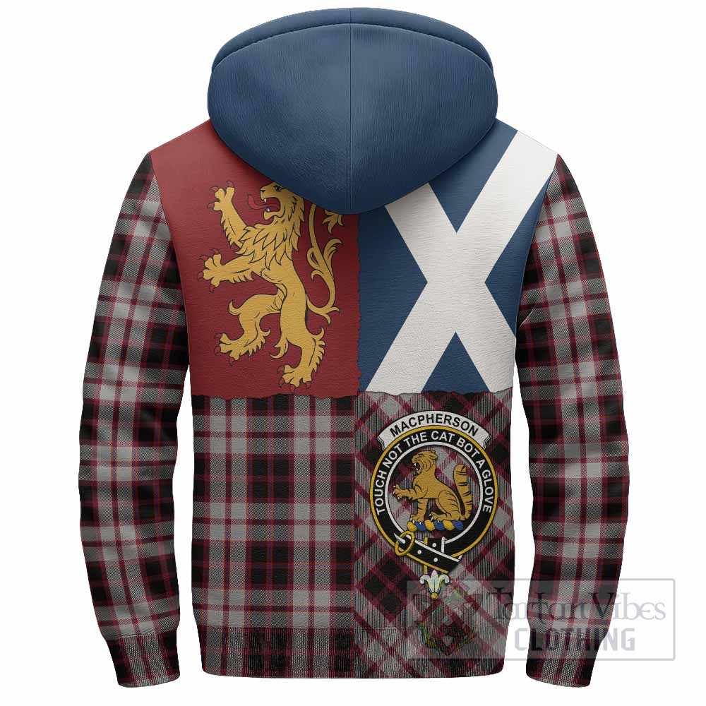 MacPherson (McPherson) Crest Tartan Sherpa Hoodie with Lion Rampant Saltire Style