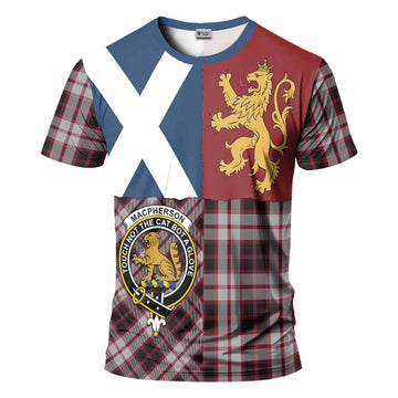 MacPherson (McPherson) Crest Tartan T-Shirt with Lion Rampant Saltire Style