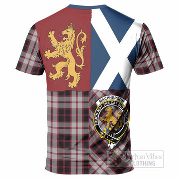 MacPherson (McPherson) Crest Tartan T-Shirt with Lion Rampant Saltire Style