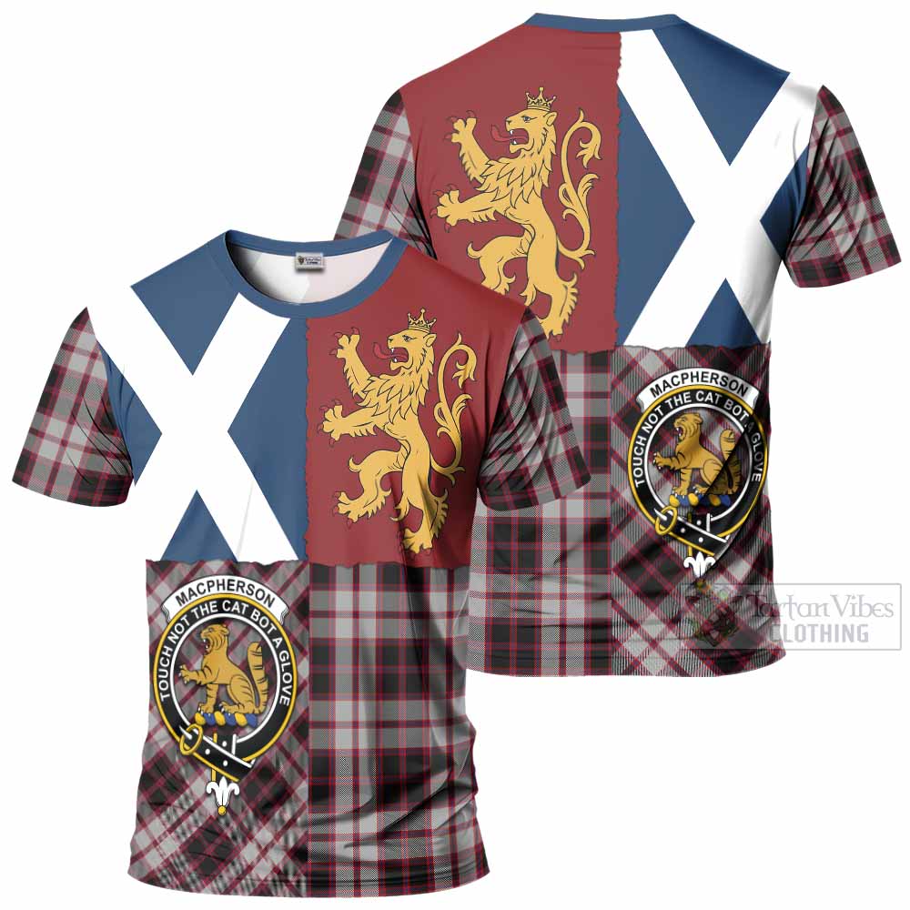 MacPherson (McPherson) Crest Tartan T-Shirt with Lion Rampant Saltire Style