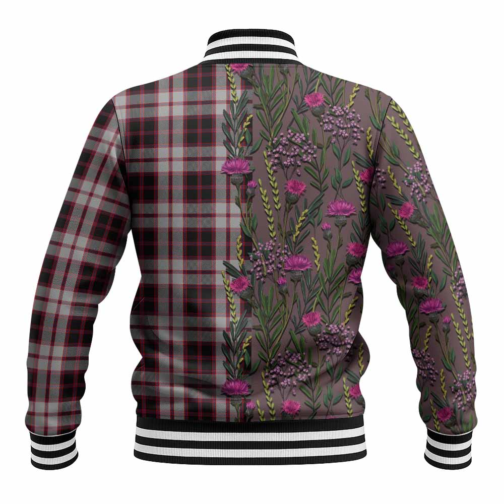 MacPherson (McPherson) Family Crest Tartan Baseball Jacket Scottish Thistle Flower Pattern Half Style - Tartan Vibes Clothing