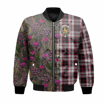 MacPherson (McPherson) Family Crest Tartan Bomber Jacket Scottish Thistle Flower Pattern Half Style