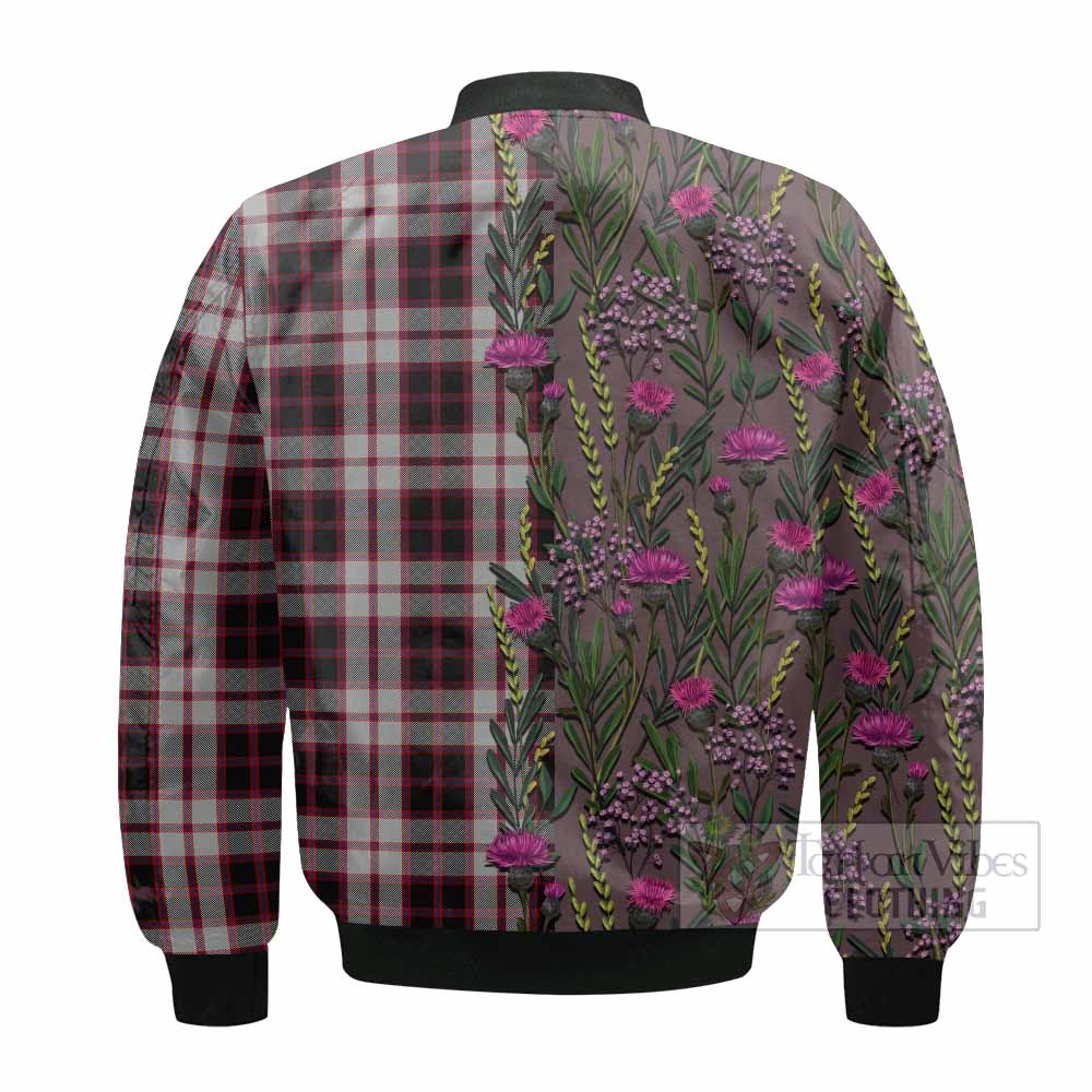 MacPherson (McPherson) Family Crest Tartan Bomber Jacket Scottish Thistle Flower Pattern Half Style - Tartan Vibes Clothing