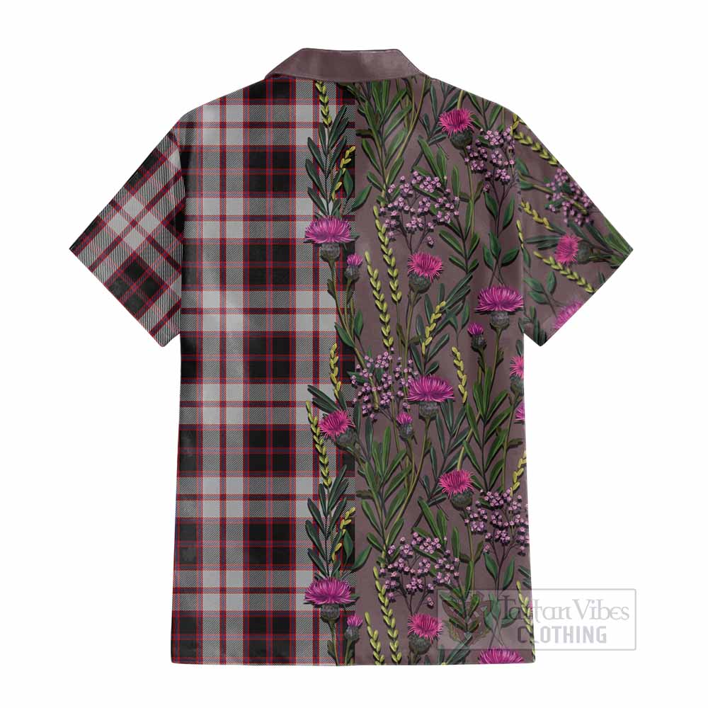 MacPherson (McPherson) Family Crest Tartan Cotton Hawaiian Shirt Scottish Thistle Flower Pattern Half Style - Tartan Vibes Clothing