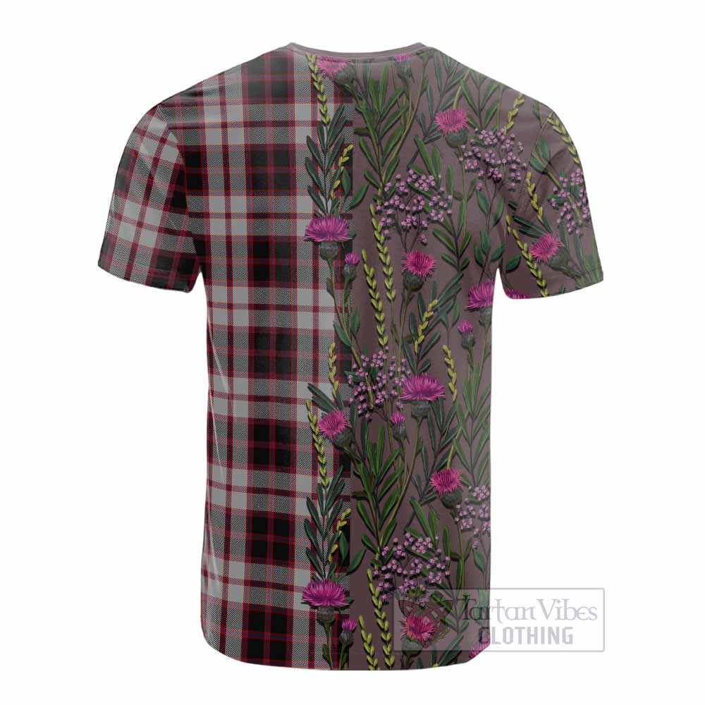 MacPherson (McPherson) Family Crest Tartan Cotton T-shirt Scottish Thistle Flower Pattern Half Style - Tartan Vibes Clothing