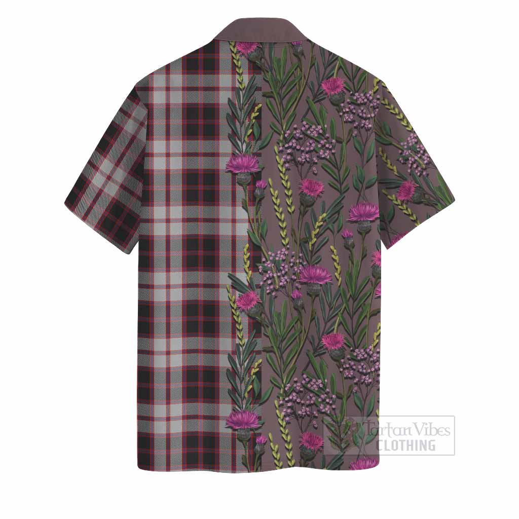 MacPherson (McPherson) Family Crest Tartan Hawaiian Shirt Scottish Thistle Flower Pattern Half Style - Tartan Vibes Clothing