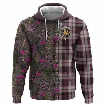 MacPherson (McPherson) Family Crest Tartan Hoodie Scottish Thistle Flower Pattern Half Style