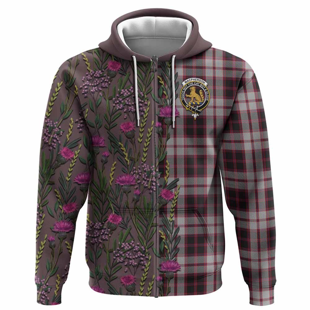 MacPherson (McPherson) Family Crest Tartan Hoodie Scottish Thistle Flower Pattern Half Style - Tartan Vibes Clothing