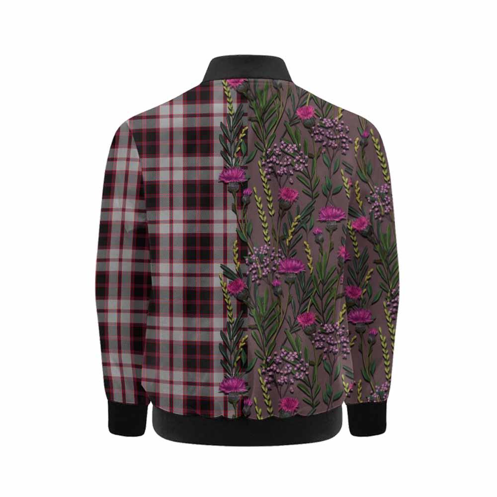MacPherson (McPherson) Family Crest Tartan Kid Bomber Jacket Scottish Thistle Flower Pattern Half Style - Tartan Vibes Clothing
