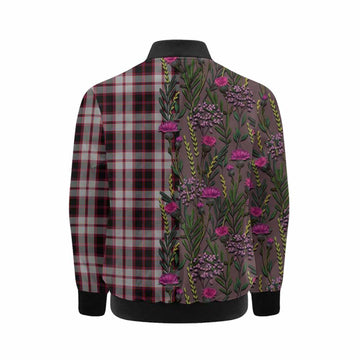 MacPherson (McPherson) Family Crest Tartan Kid Bomber Jacket Scottish Thistle Flower Pattern Half Style