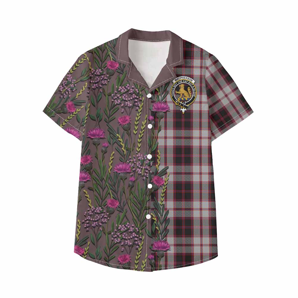 MacPherson (McPherson) Family Crest Tartan Kid Hawaiian Shirt Scottish Thistle Flower Pattern Half Style - Tartan Vibes Clothing