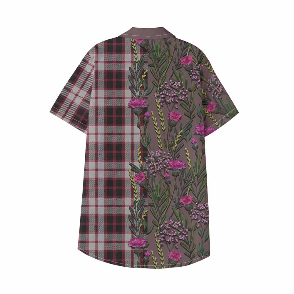MacPherson (McPherson) Family Crest Tartan Kid Hawaiian Shirt Scottish Thistle Flower Pattern Half Style - Tartan Vibes Clothing