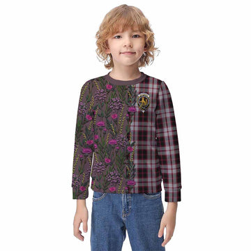 MacPherson (McPherson) Family Crest Tartan Kid Knitted Sweatshirt Scottish Thistle Flower Pattern Half Style
