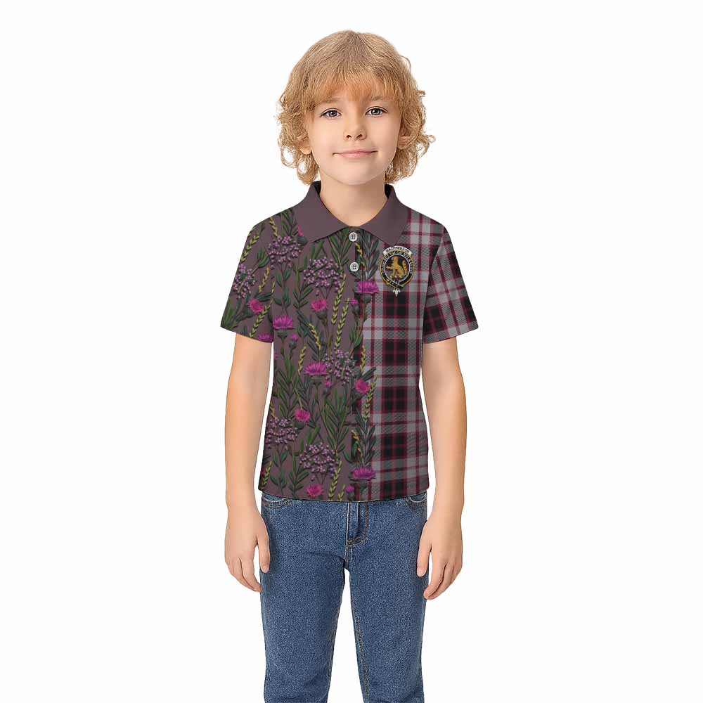 MacPherson (McPherson) Family Crest Tartan Kid Polo Shirt Scottish Thistle Flower Pattern Half Style - Tartan Vibes Clothing