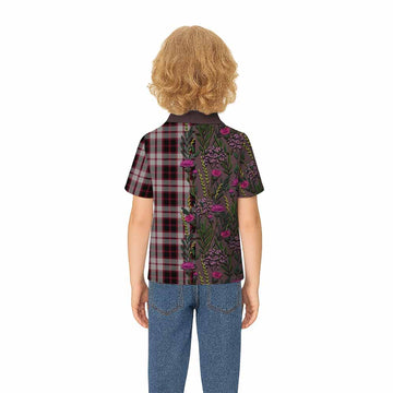 MacPherson (McPherson) Family Crest Tartan Kid Polo Shirt Scottish Thistle Flower Pattern Half Style