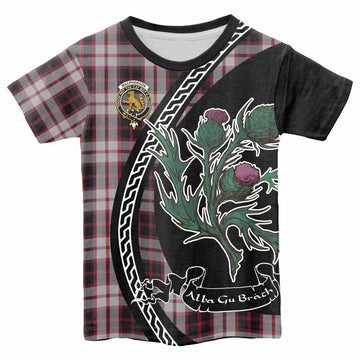 MacPherson (McPherson) Family Crest Tartan Kid T-shirt Alba Thistle Inspired