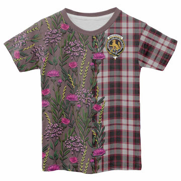 MacPherson (McPherson) Family Crest Tartan Kid T-shirt Scottish Thistle Flower Pattern Half Style