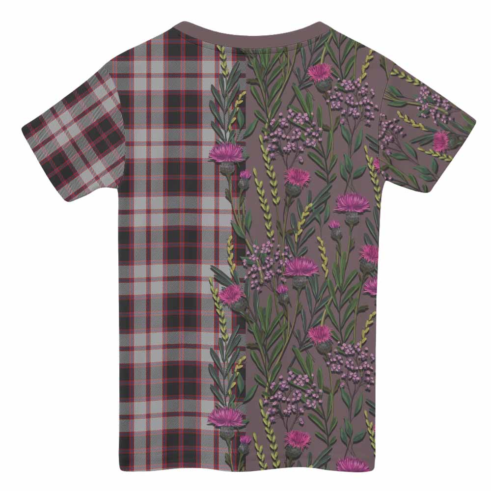 MacPherson (McPherson) Family Crest Tartan Kid T-shirt Scottish Thistle Flower Pattern Half Style - Tartan Vibes Clothing