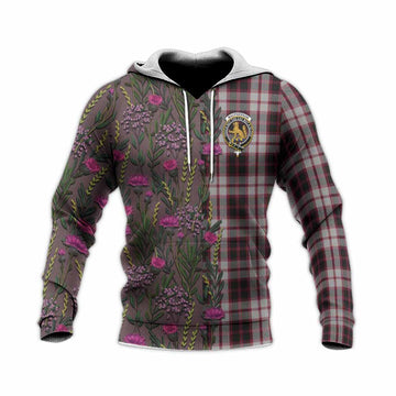 MacPherson (McPherson) Family Crest Tartan Knitted Hoodie Scottish Thistle Flower Pattern Half Style