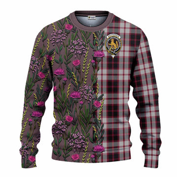 MacPherson (McPherson) Family Crest Tartan Knitted Sweater Scottish Thistle Flower Pattern Half Style