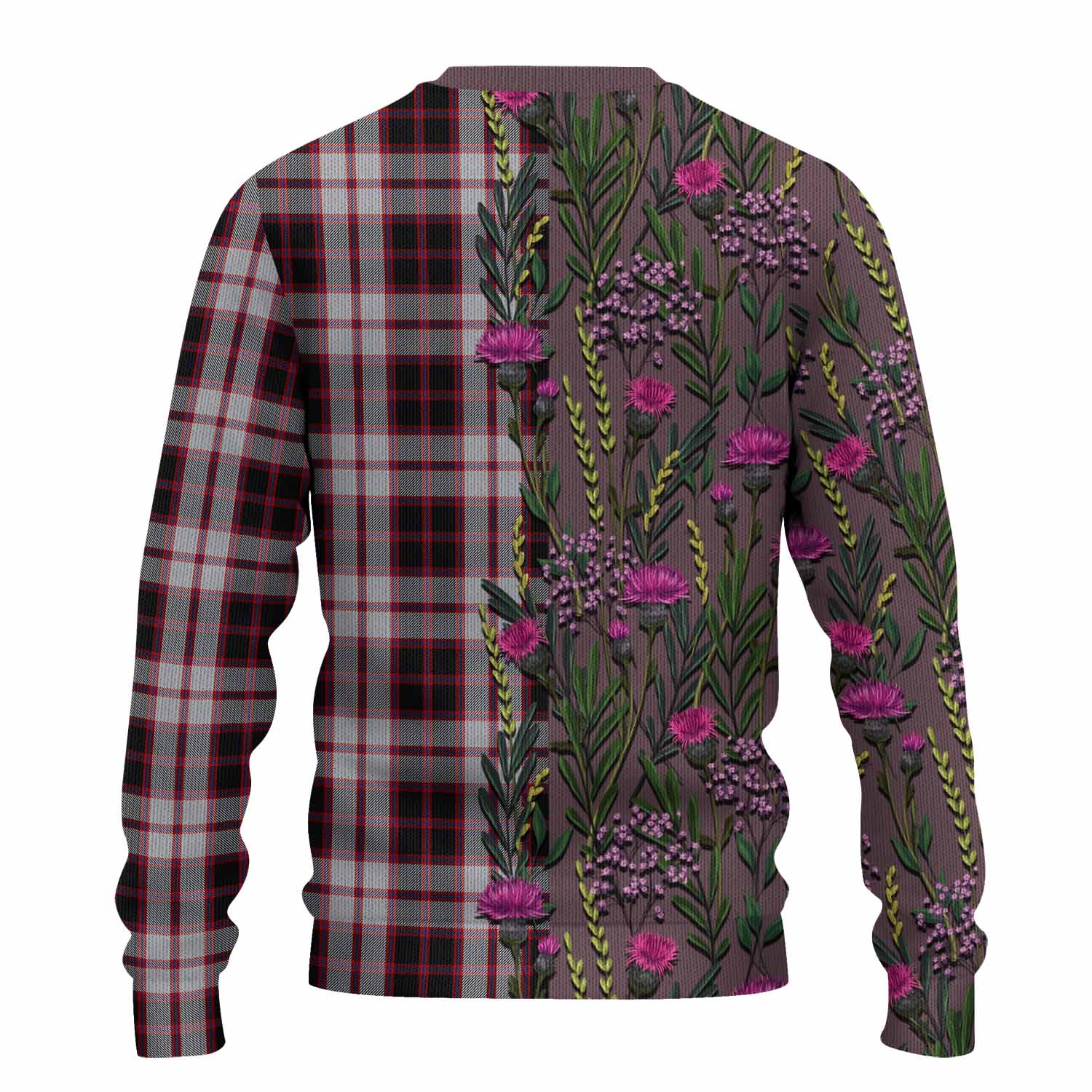 MacPherson (McPherson) Family Crest Tartan Knitted Sweater Scottish Thistle Flower Pattern Half Style - Tartan Vibes Clothing