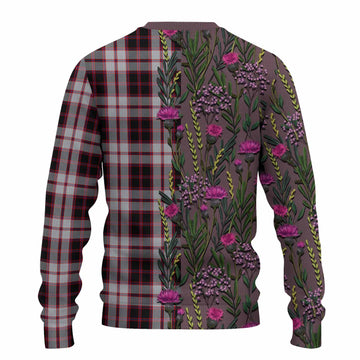 MacPherson (McPherson) Family Crest Tartan Knitted Sweater Scottish Thistle Flower Pattern Half Style