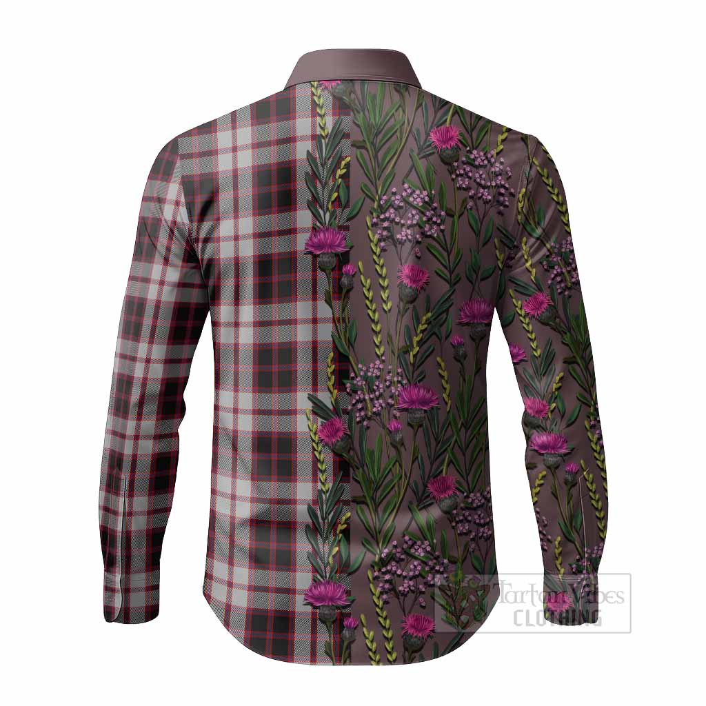 MacPherson (McPherson) Family Crest Tartan Long Sleeve Button Shirts Scottish Thistle Flower Pattern Half Style - Tartan Vibes Clothing