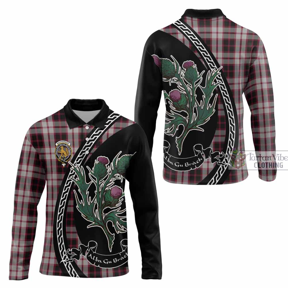MacPherson (McPherson) Family Crest Tartan Long Sleeve Polo Shirt Alba Thistle Inspired - Tartan Vibes Clothing