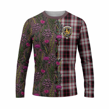MacPherson (McPherson) Family Crest Tartan Long Sleeve T-Shirt Scottish Thistle Flower Pattern Half Style - Tartan Vibes Clothing