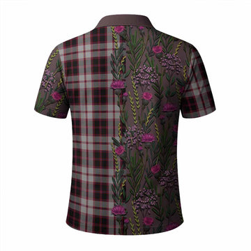 MacPherson (McPherson) Family Crest Tartan Polo Shirt Scottish Thistle Flower Pattern Half Style