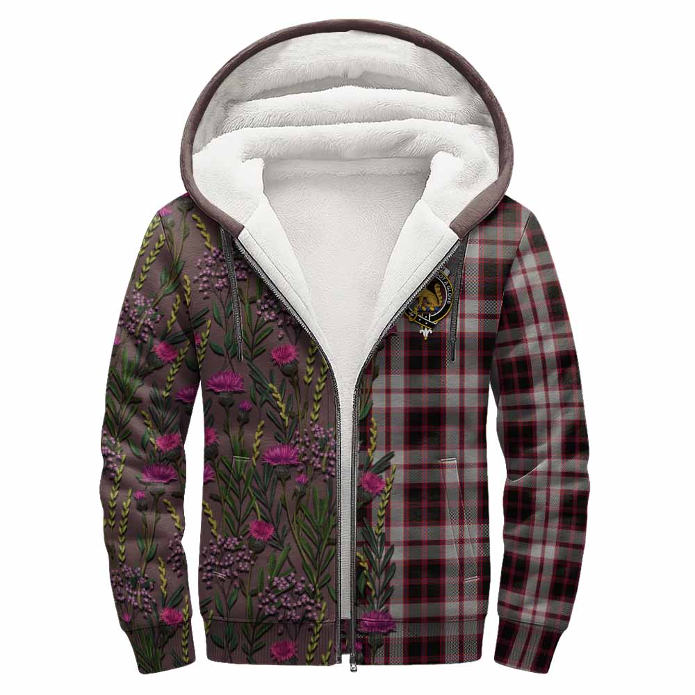 MacPherson (McPherson) Family Crest Tartan Sherpa Hoodie Scottish Thistle Flower Pattern Half Style - Tartan Vibes Clothing