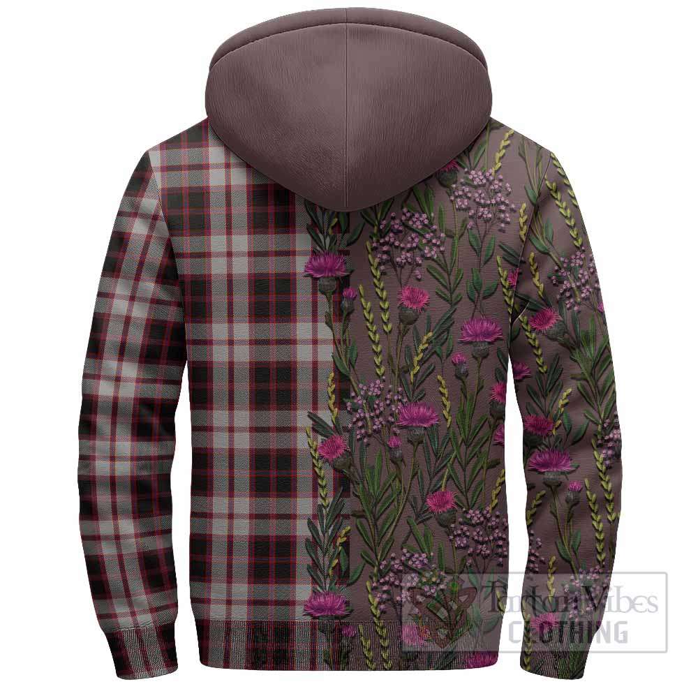 MacPherson (McPherson) Family Crest Tartan Sherpa Hoodie Scottish Thistle Flower Pattern Half Style - Tartan Vibes Clothing
